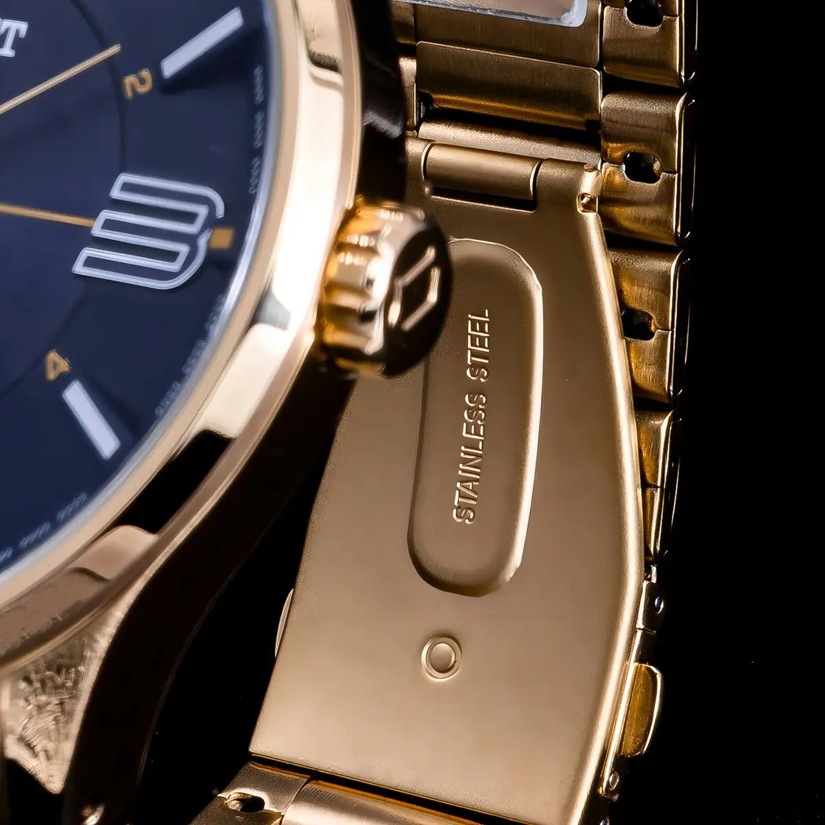 Orient Men's Gold-Tone Dress Watch with Blue Dial – 50M Water Resistant