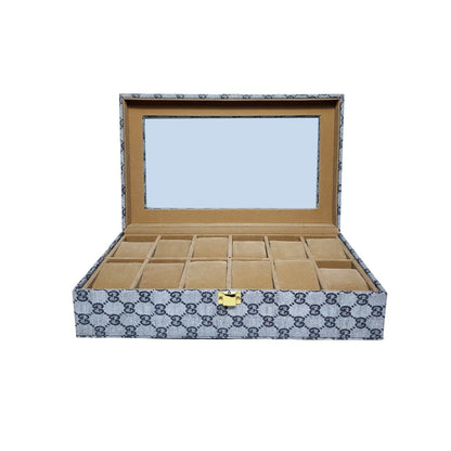 CURREN Original Brand PU Leather Display Collection Storage 12 Grids Watch Organizer Box