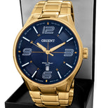 Orient Men's Gold-Tone Dress Watch with Blue Dial – 50M Water Resistant