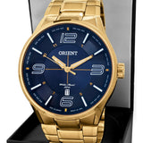Orient Men's Gold-Tone Dress Watch with Blue Dial – 50M Water Resistant