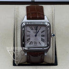 Cartier Santos Large Silver Brown Leather