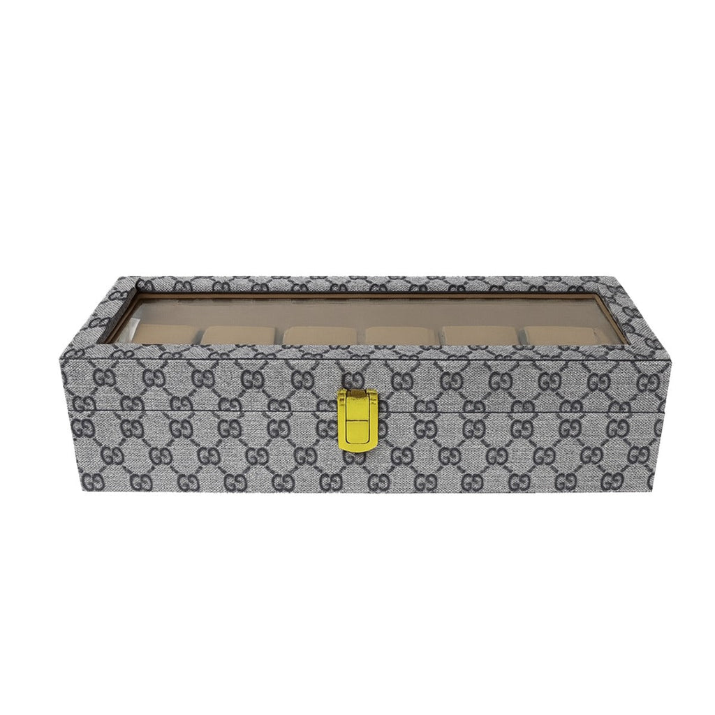 CURREN Original Brand  PU Leather Display Collection Storage 6 Grids Watch Organizer Box