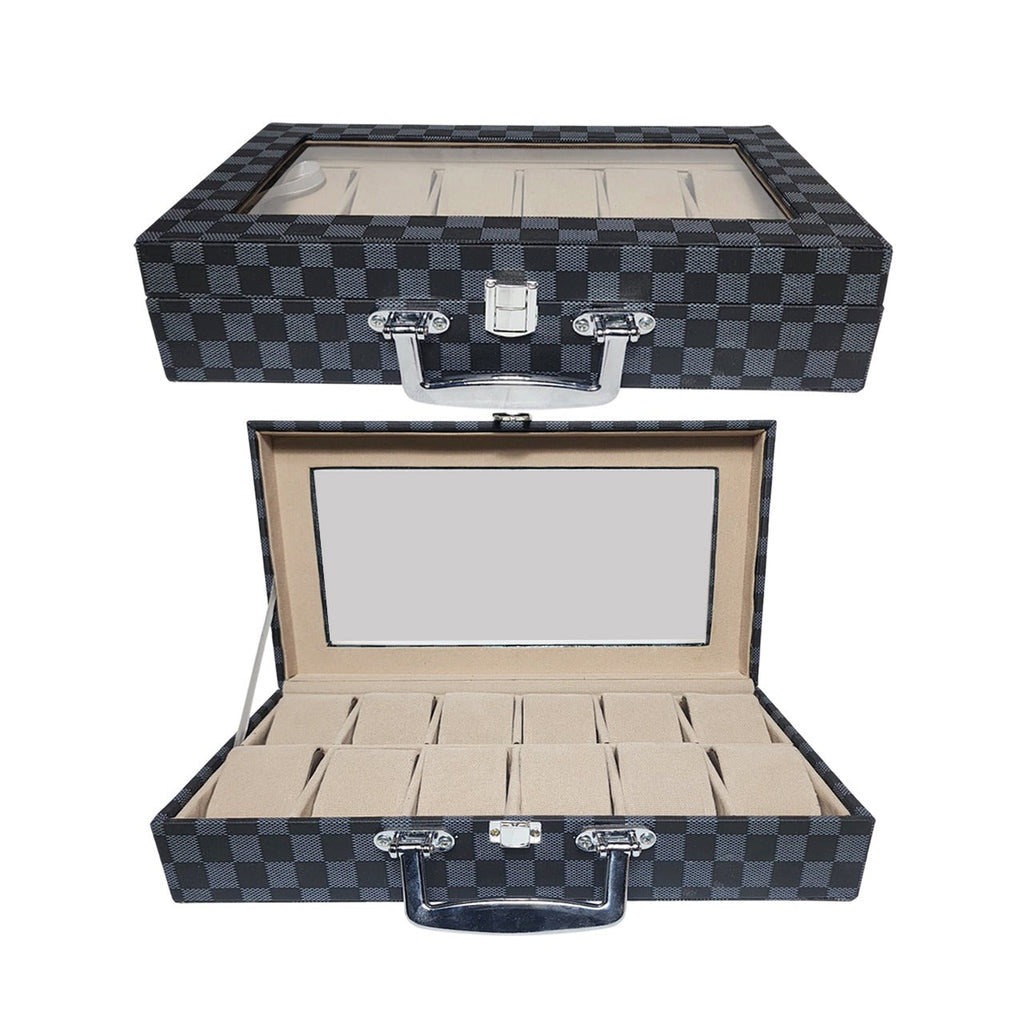 CURREN Original Brand PU Leather Display Collection Storage 12 Grids Watch Organizer Box