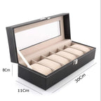 CURREN Original Brand Black PU Leather Display Collection Storage 6 Grids Watch Organizer Box
