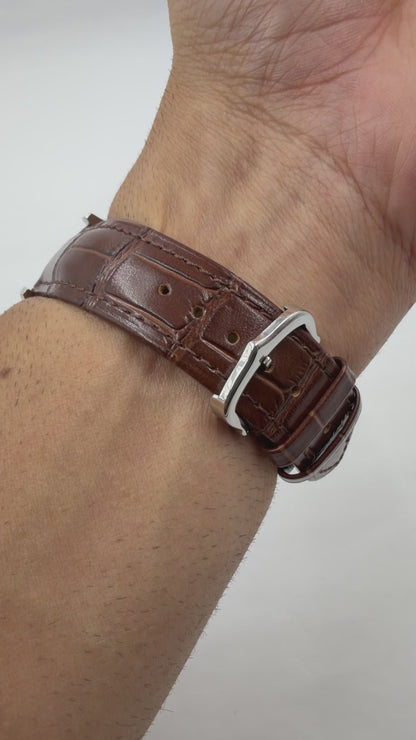 Cartier Santos Large Silver Brown Leather